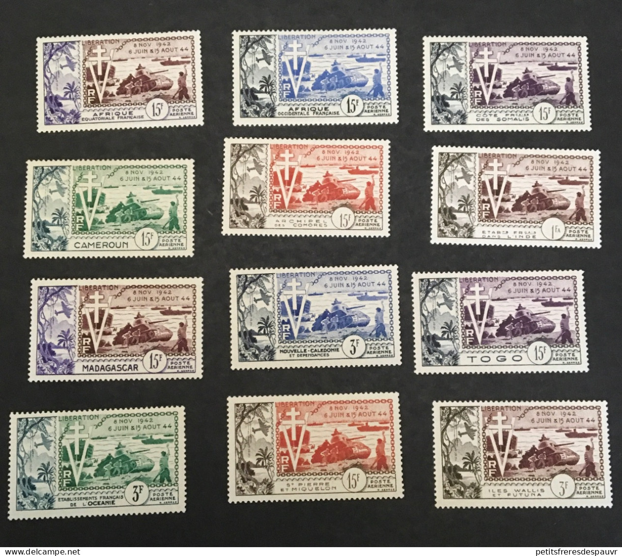 COLONIES Libération (12 Valeurs) Neufs AVEC Charnière MH * - Cote 165€ - 1954 10e Anniversaire De La Libération