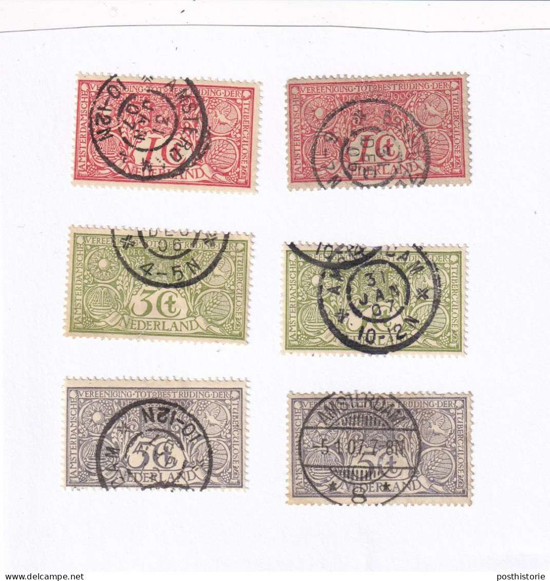2x TBC Zegels Waar Onder 5 Cent 5 Jan 1907 (Amsterdam Martin *8*)  NVPH 84/86 - Used Stamps