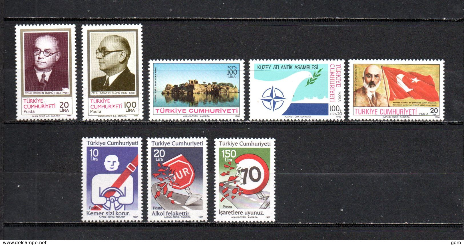 Turquía  1986-87 .-   Y&T  Nº   2517/2518-2519-2520-2521-2522/2524   ** - Unused Stamps
