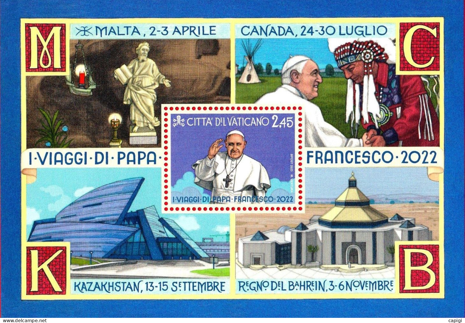 2023 - VATICANO - VIAGGI DI PAPA FRANCESCO NEL 2022 - FOGLIETTO NUOVO - Blocs & Feuillets