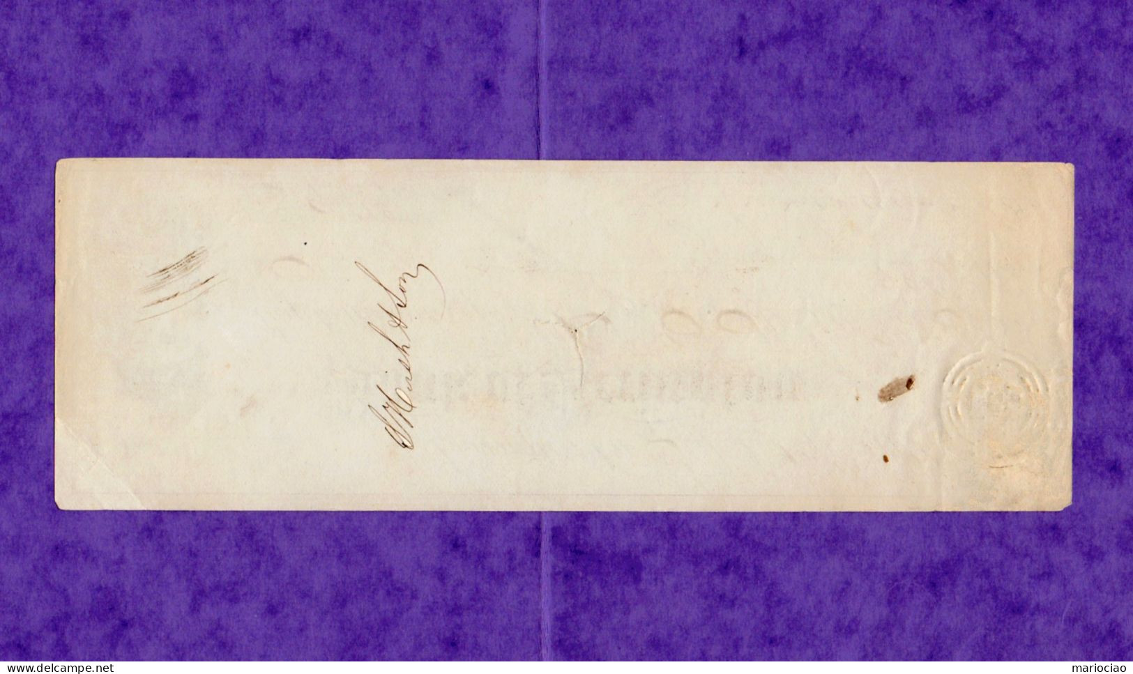 USA Check Bank Of Lewxington 9 Sept 1877 Virginia - Autres & Non Classés