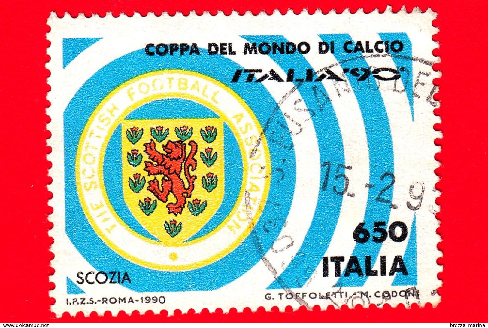 ITALIA - 1990 - USATO - Coppa Del Mondo Di Calcio - 650 L. • Scozia - 1981-90: Oblitérés