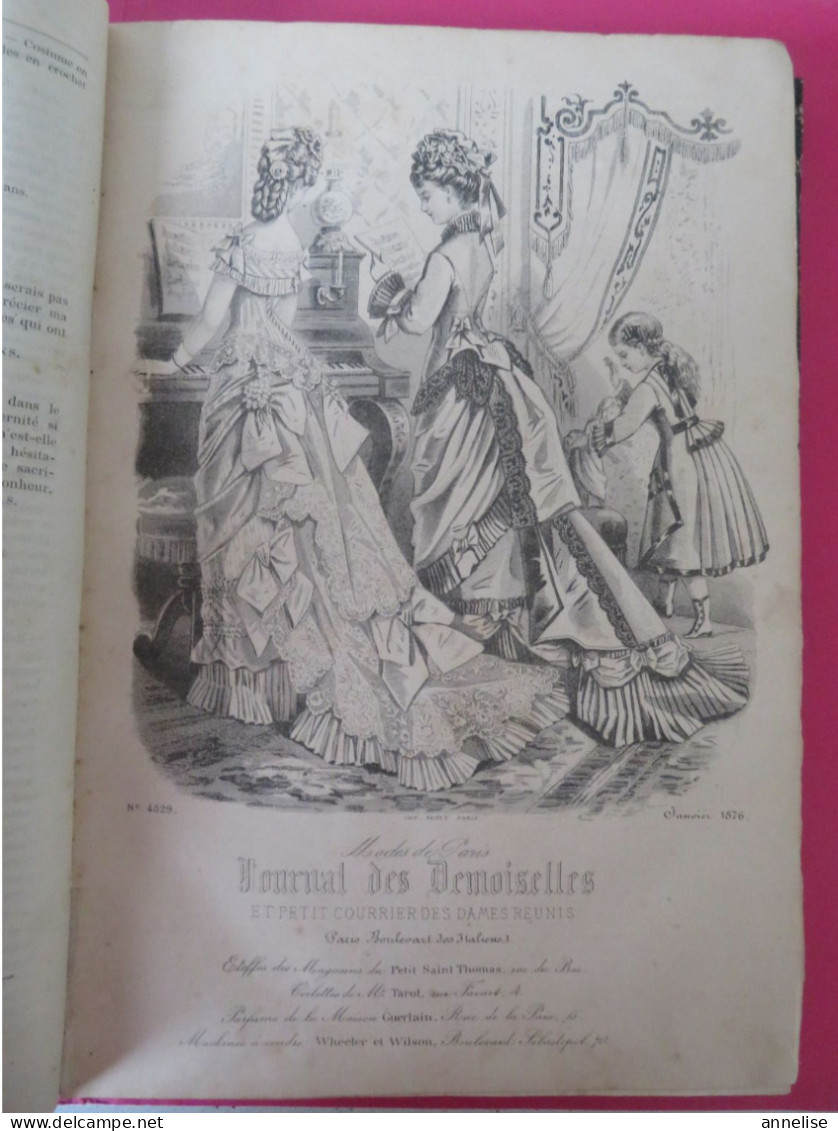 1876 Le Journal Des Demoiselles  Relié  14 Gravures  Mode - Riviste & Cataloghi