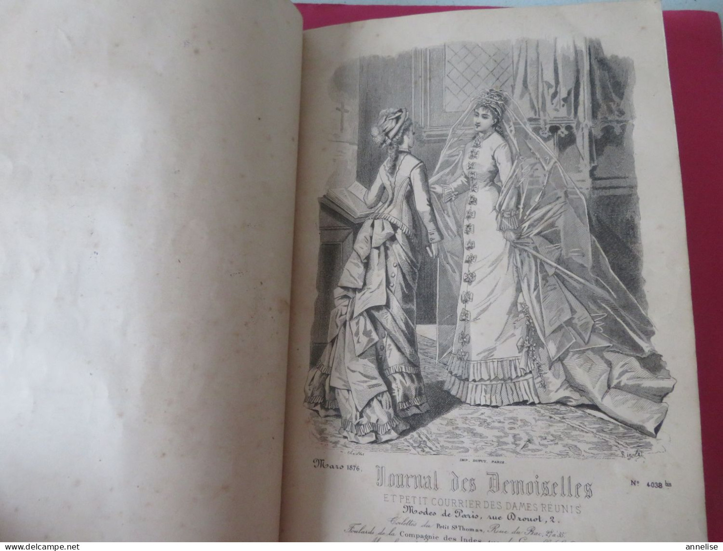 1876 Le Journal des Demoiselles  Relié  14 Gravures  Mode