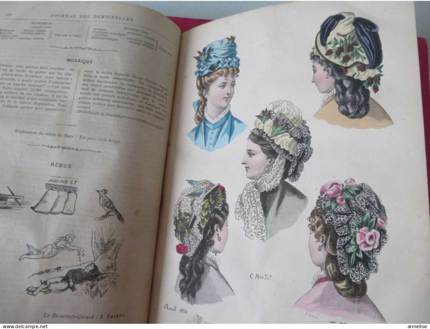 1876 Le Journal des Demoiselles  Relié  14 Gravures  Mode