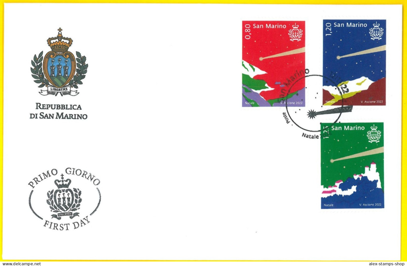 SAN MARINO 2022 FDC Natale Chrismas - First Day Cover - FDC