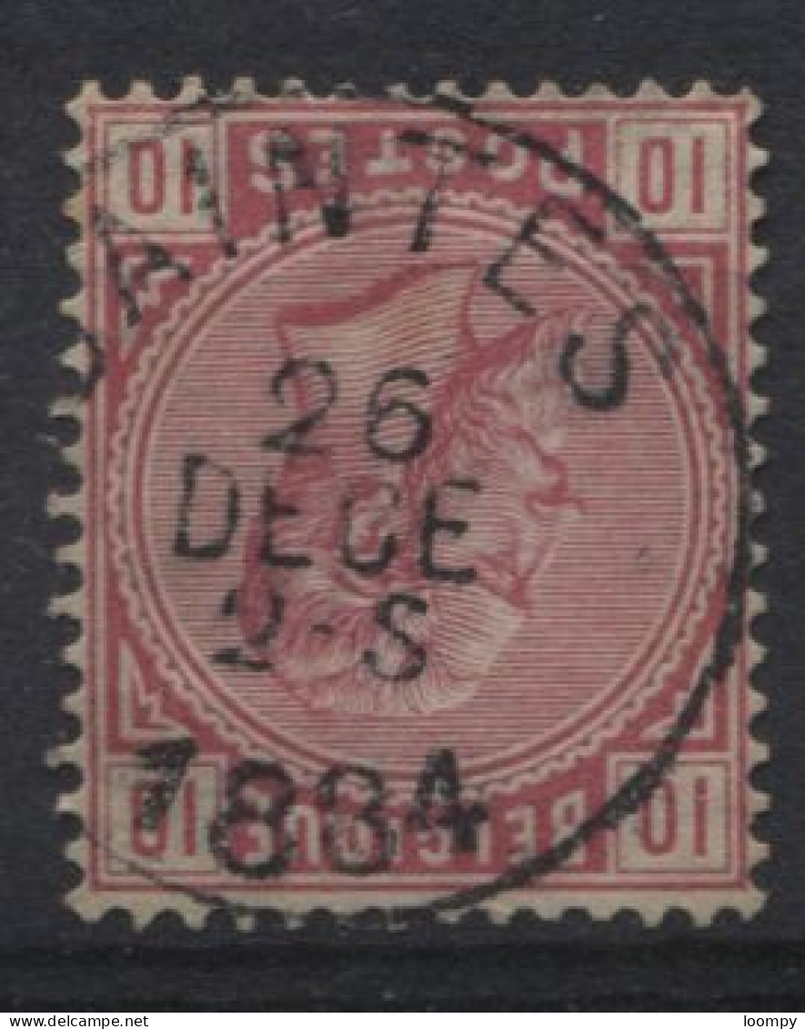 1883 - 38 Obl. Centrale Sc SAINTES. Coba 25. TB. Voyez Les Autres Obl. Sur Cette émission - 1883 Leopold II