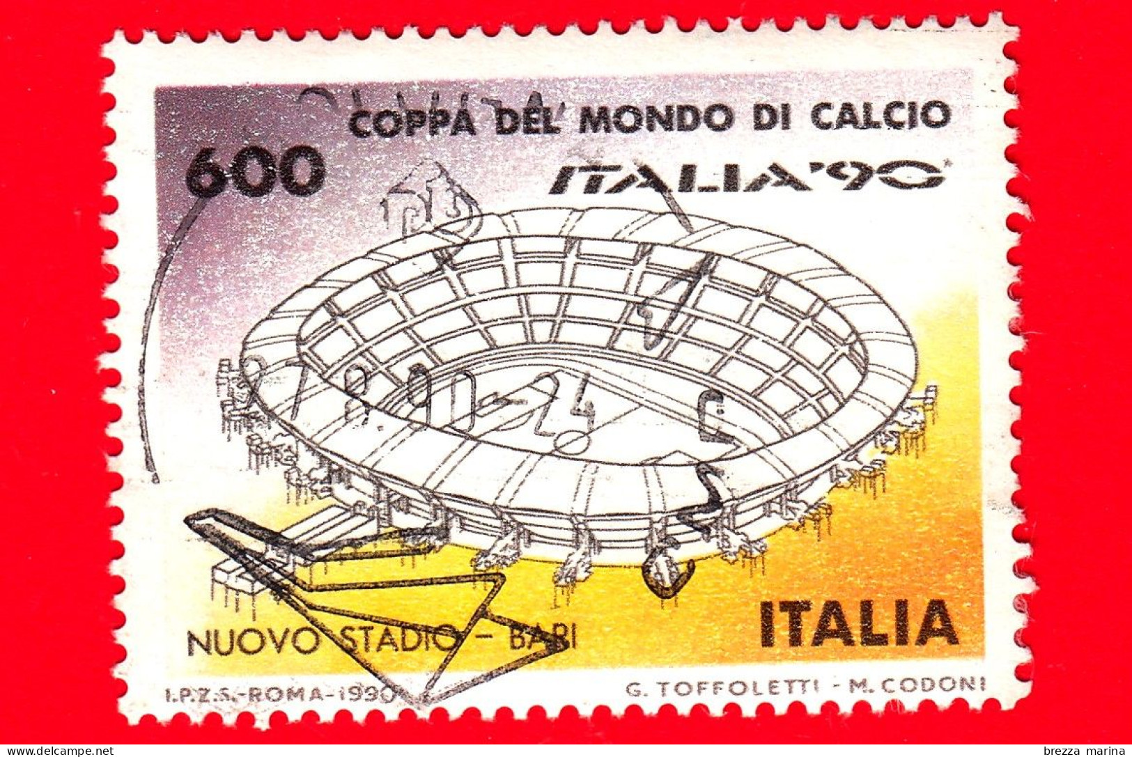 ITALIA - Usato - 1990 - Coppa Del Mondo Di Calcio - Nuovo Stadio, A Bari - 600 - 1981-90: Oblitérés