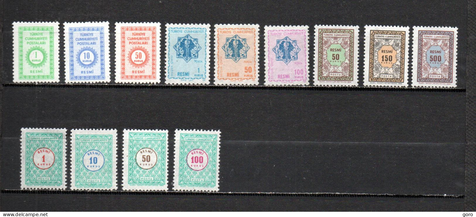 Turquía  1965-69 .-   Y&T  Nº   96/98-105/107-108/110-111/114   Servicio   ** - Timbres De Service