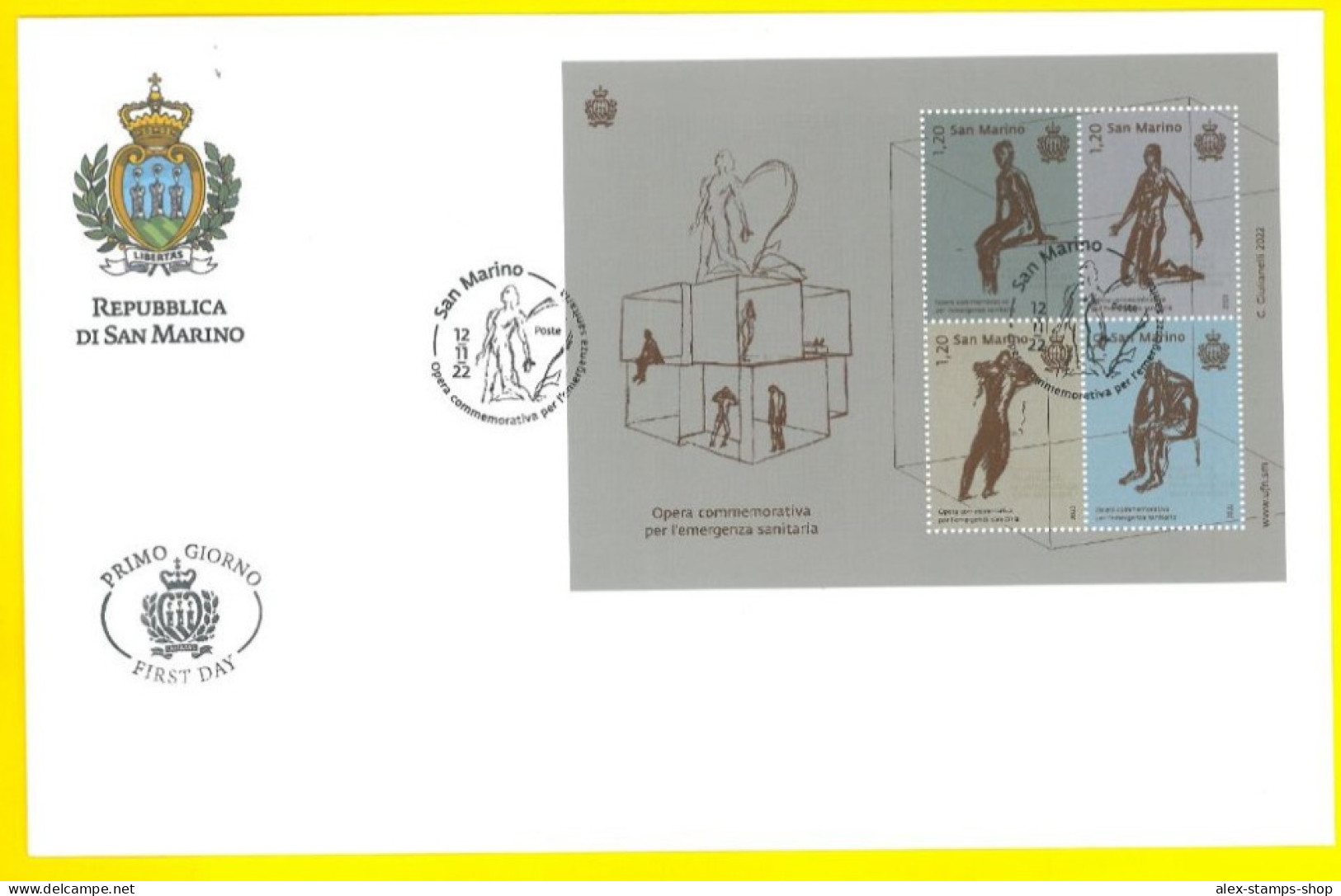 SAN MARINO 2022 FDC Opera Commemorativa Emergenza Sanitaria - First Day Cover - FDC