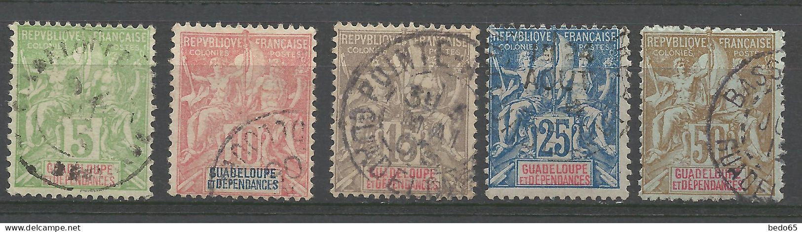 GUADELOUPE N° 40 à 44 OBL Série Complète  / Used - Usados