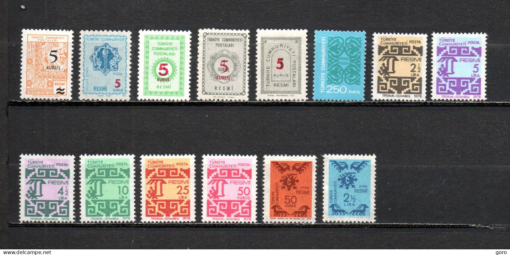 Turquía  1977-79 .-   Y&T  Nº   17/141-142-143/148-149/150   Servicio   ** - Timbres De Service