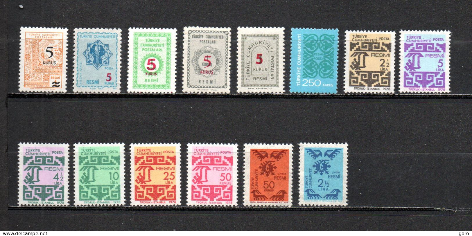 Turquía  1977-79 .-   Y&T  Nº   17/141-142-143/148-149/150   Servicio   ** - Dienstmarken