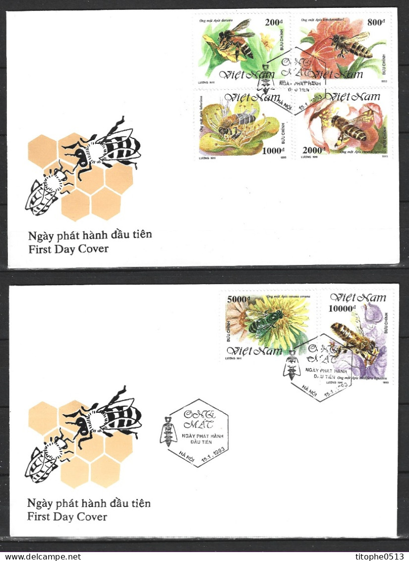 VIETNAM. N°1359-64 De 1993 Sur 2 Enveloppes 1er Jour. Abeilles. - Honeybees