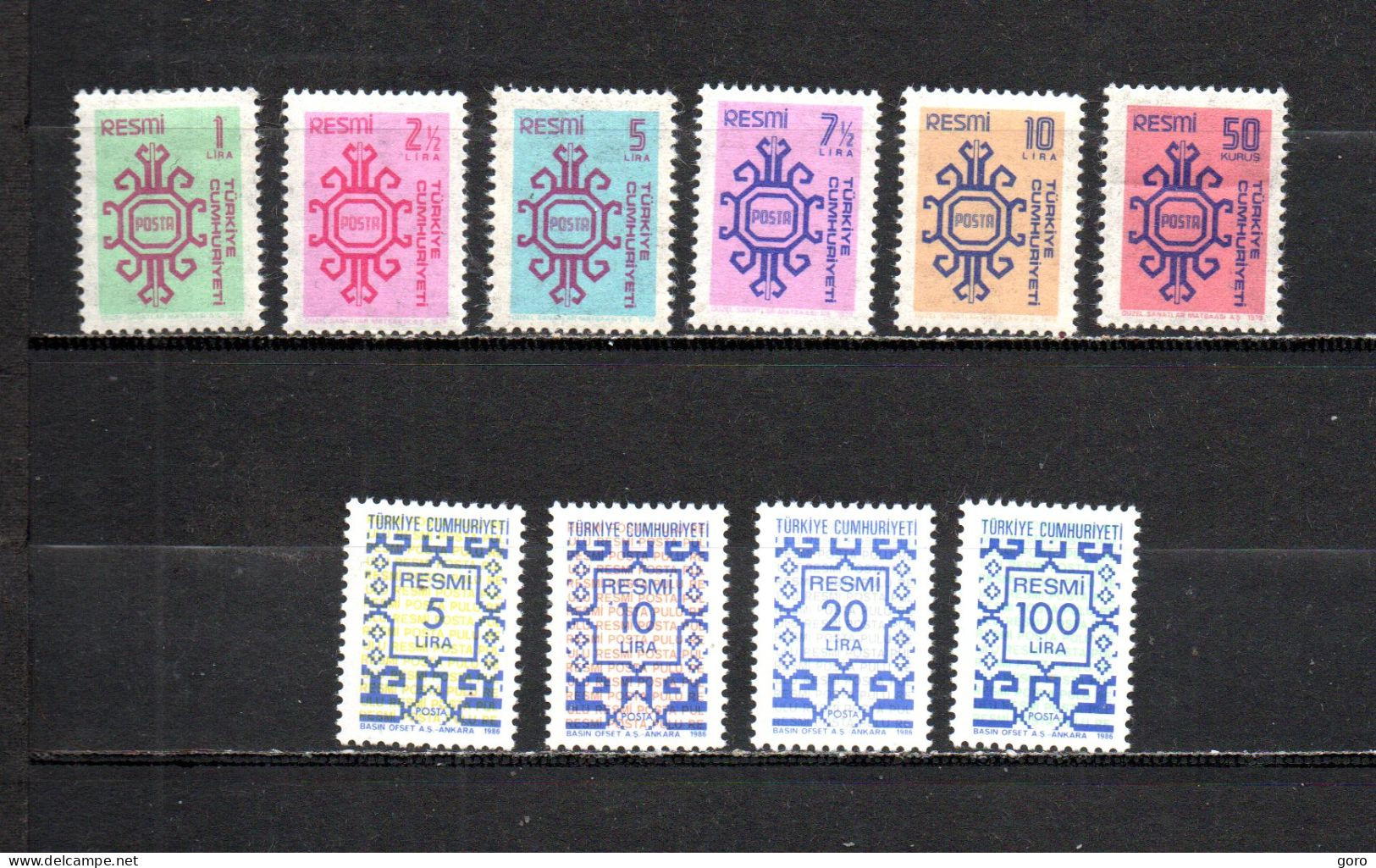 Turquía  1979-86 .-   Y&T  Nº   151/156-176/179   Servicio   **   (b) - Official Stamps