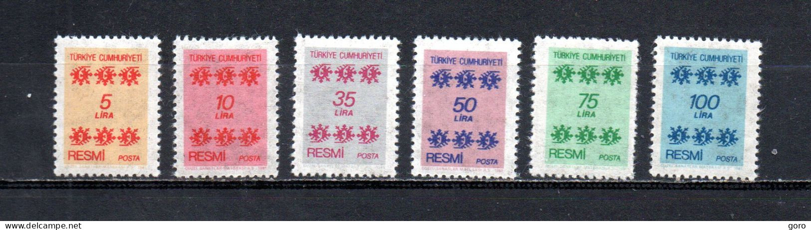 Turquía  1981 .-   Y&T  Nº   159/164   Servicio   ** - Timbres De Service