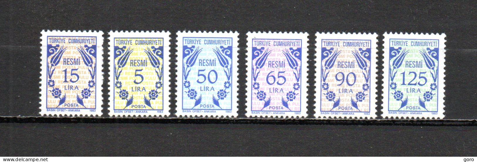 Turquía  1983 .-   Y&T  Nº   165/170   Servicio   ** - Official Stamps