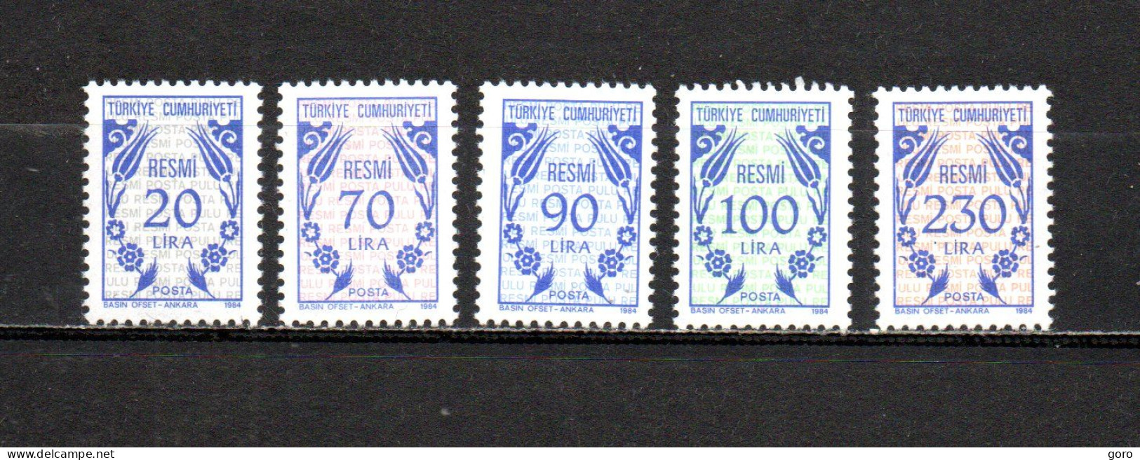 Turquía  1984 .-   Y&T  Nº   171/175   Servicio   ** - Timbres De Service