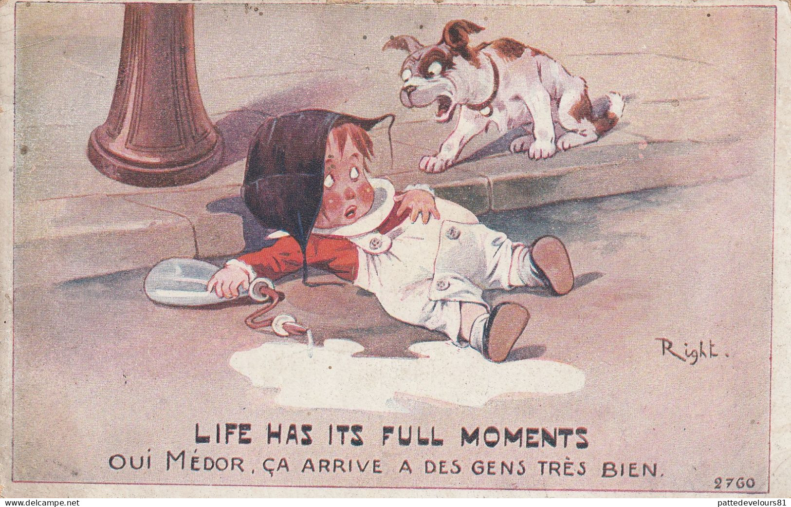 CPA Enfant Bébé Chien Dog Biberon Feeding Bottle Zuigfles Nuckelflasche Humour Illustrateur RIGHT - Right