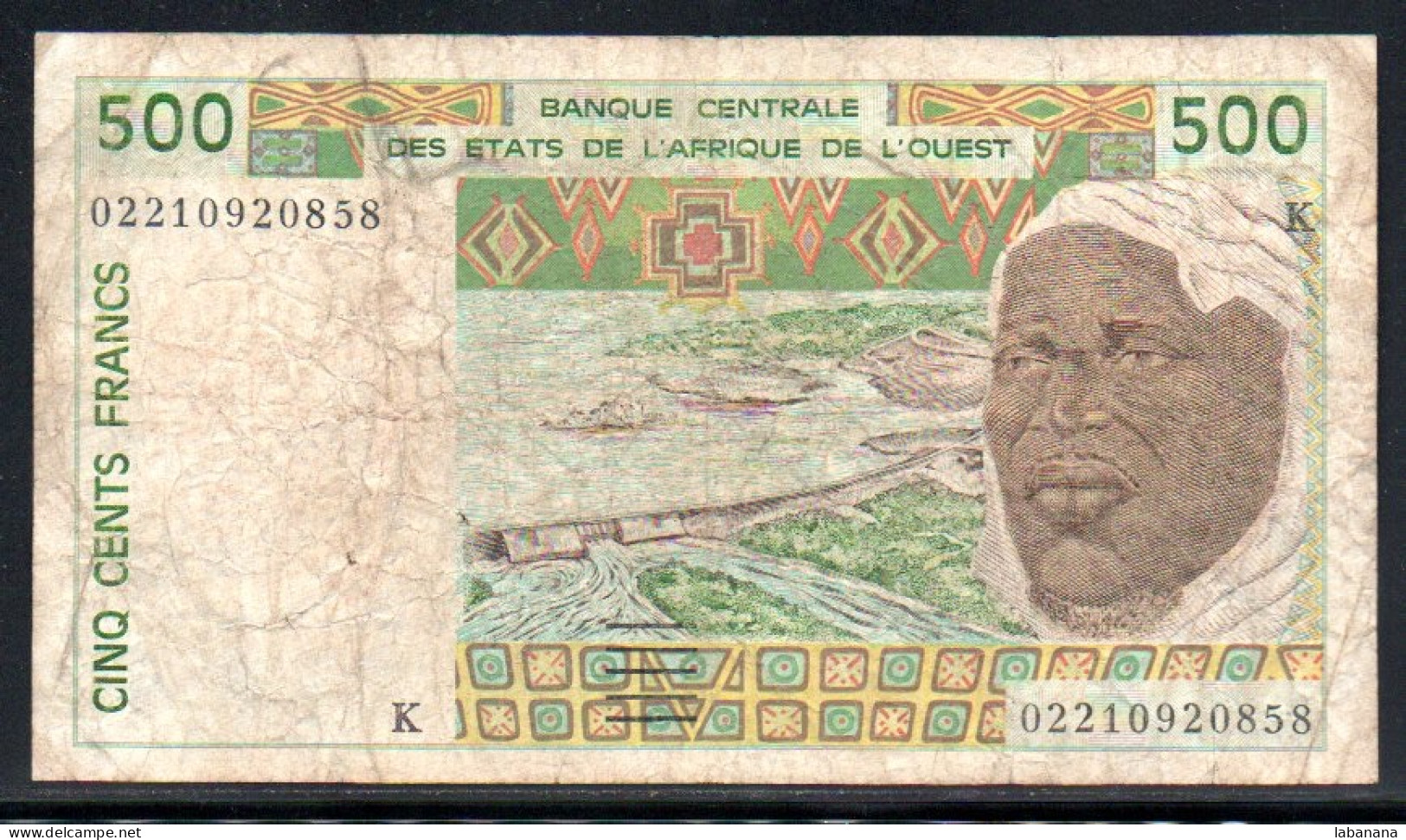 624-Sénégal 500fr 2002 K022, Petite Déchirure En Bas - Senegal