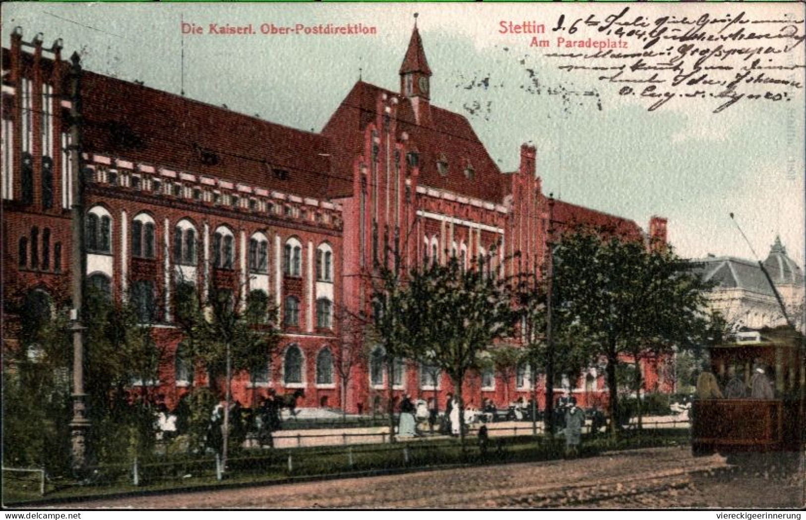 ! Alte Ansichtskarte Aus Stettin , Oberpostdirektion, Paradeplatz, 1904 - Poland