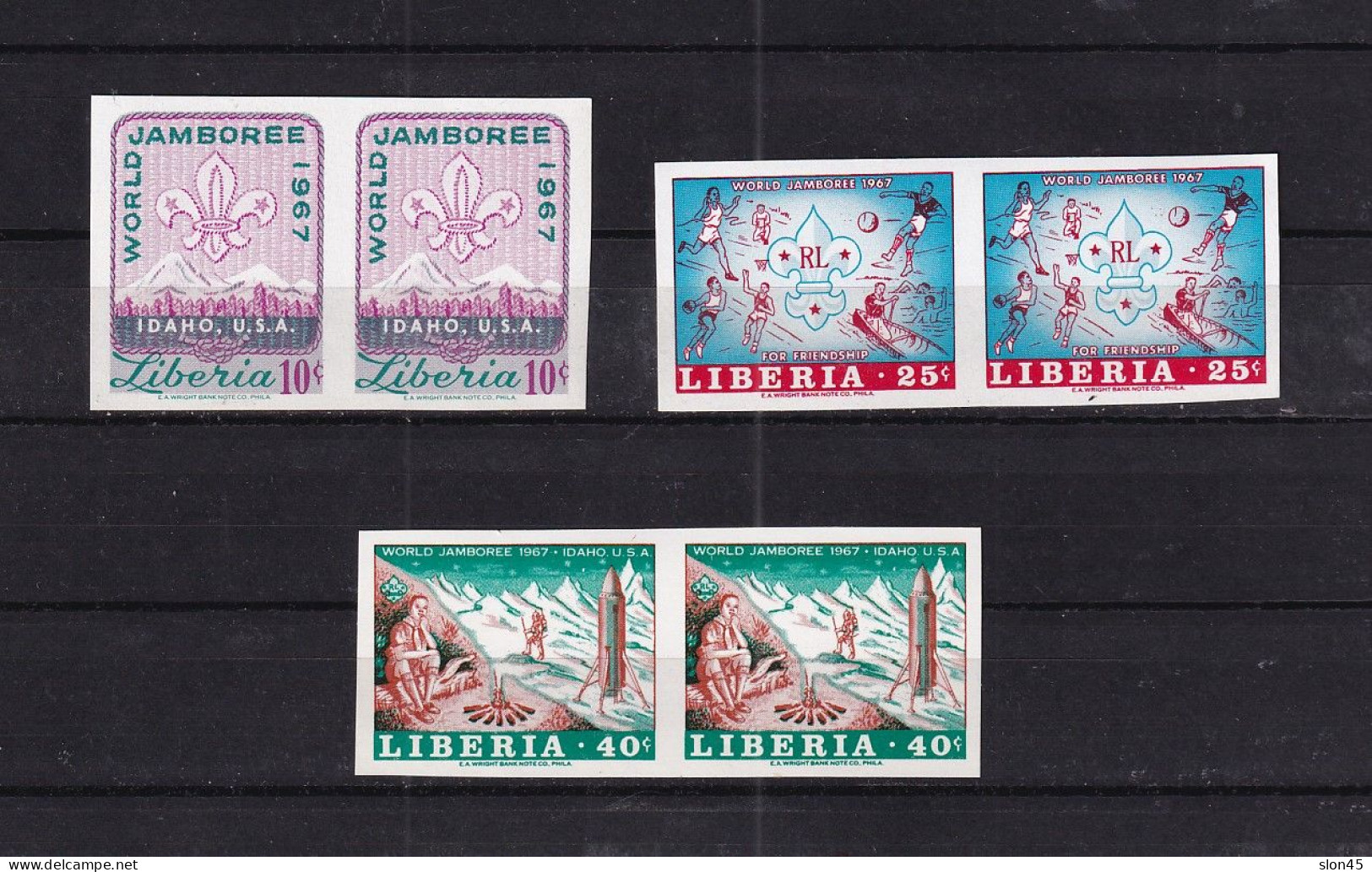 Liberia 1967 Scouts Jamboree  Imperf Horizontal Pairs MNH 15982 - Liberia