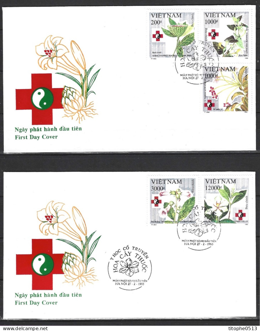 VIETNAM. N°1374-8 De 1993 Sur 2 Enveloppes 1er Jour. Plantes Médicinales. - Plantes Médicinales