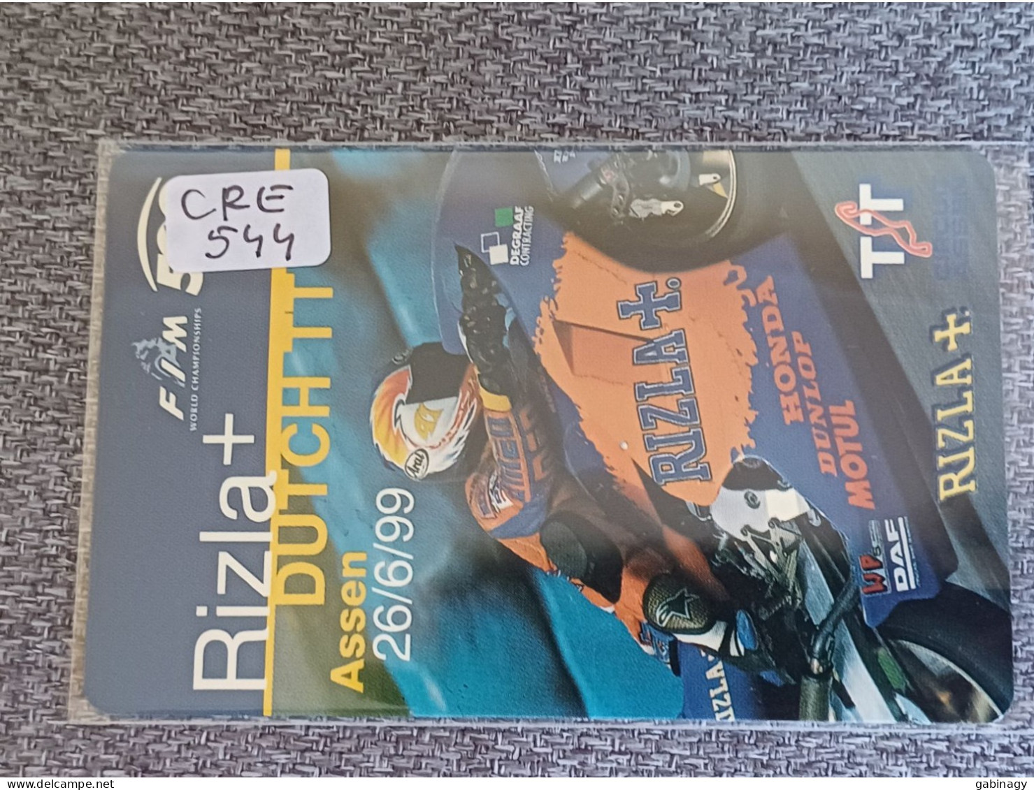 NETHERLANDS - CRE554 - Dutch TT Assen 1999 - MOTORCYCLE - RIZLA - GIGARETTE PAPER - 500EX. - Private