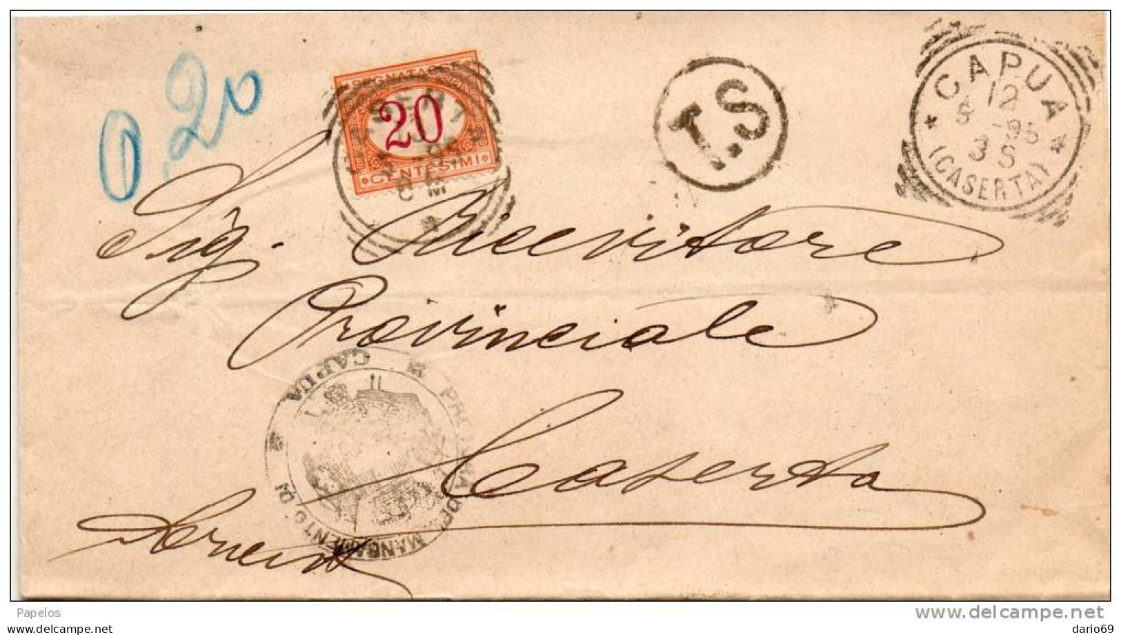 1895   LETTERA  CON  ANNULLO  CAPUA  CASERTA - Strafport