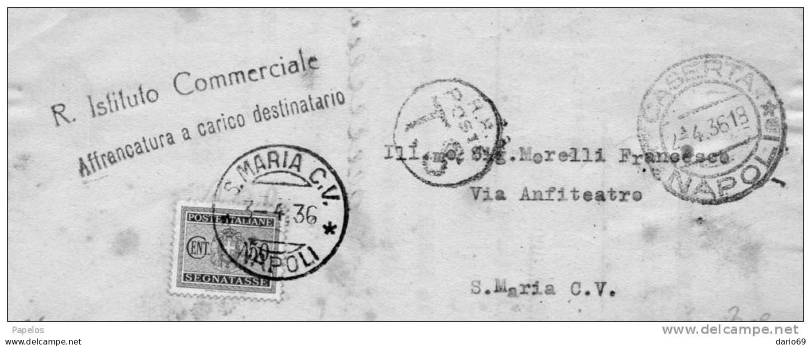 1936 LETTERA CON ANNULLO  S.MARIA CAPUAVETERE   NAPOLI - Segnatasse