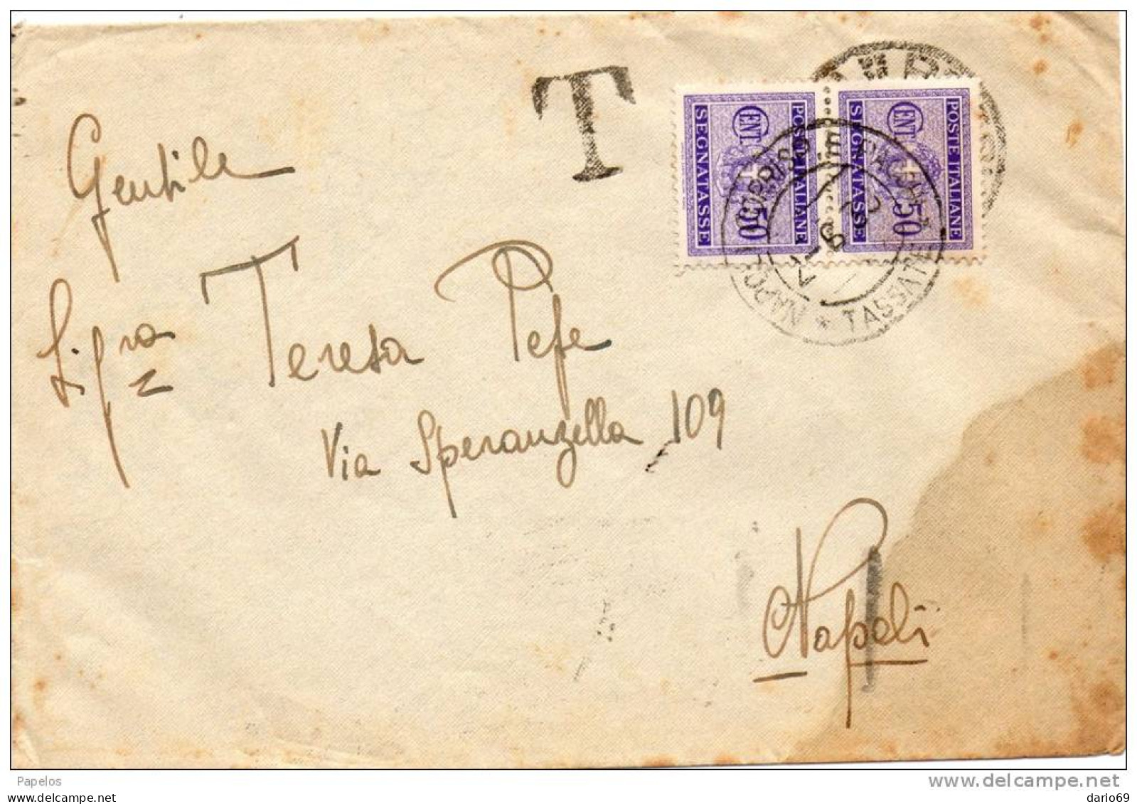 1939  LETTERA CON ANNULLO  NAPOLI TASSATE - Postage Due