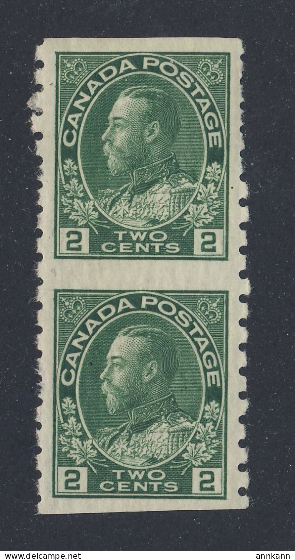 2x Canada George V Coil MH Stamps; Pair #133-2c 1xMH SP 1xMNH VF GV = $400.00+ - Rollo De Sellos