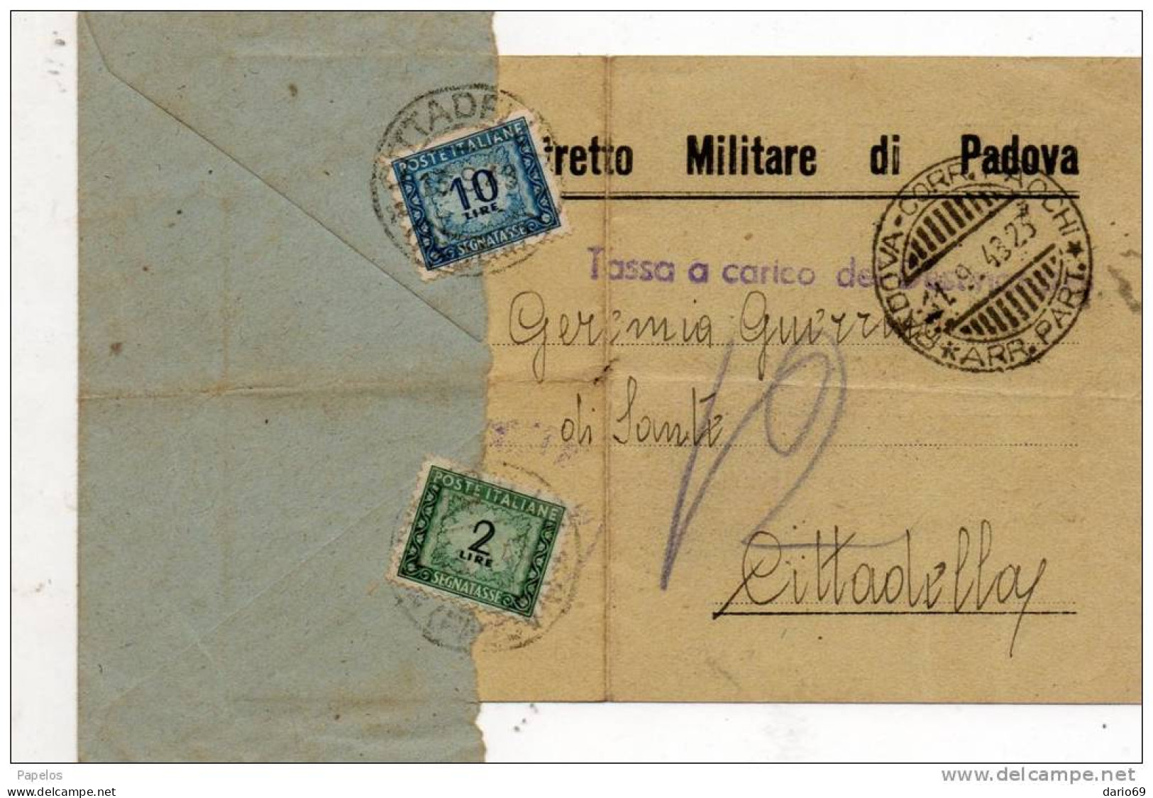 1948  CARTOLINA  CON ANNULLO  PADOVA - Postage Due