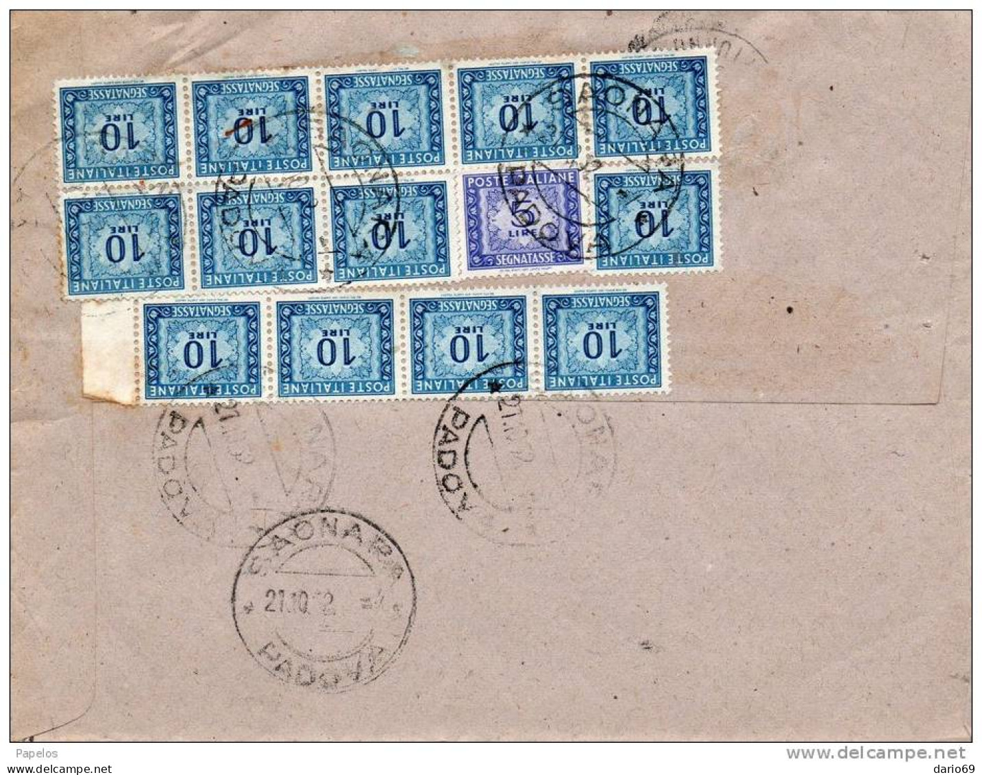 1952  LETTERA RACCOMANDATA CON ANNULLO SAONARA    PADOVA - Taxe