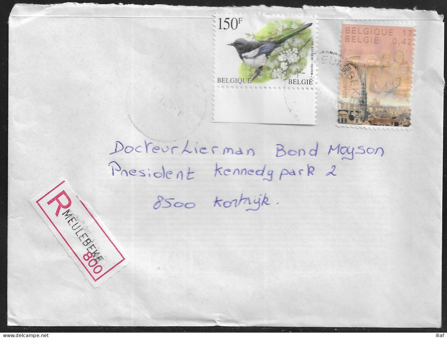 Belgium. Stamps Sc. 1645, 1784 On Registered Commercial Letter, Sent From Meulebeke For Kortrijk - Storia Postale