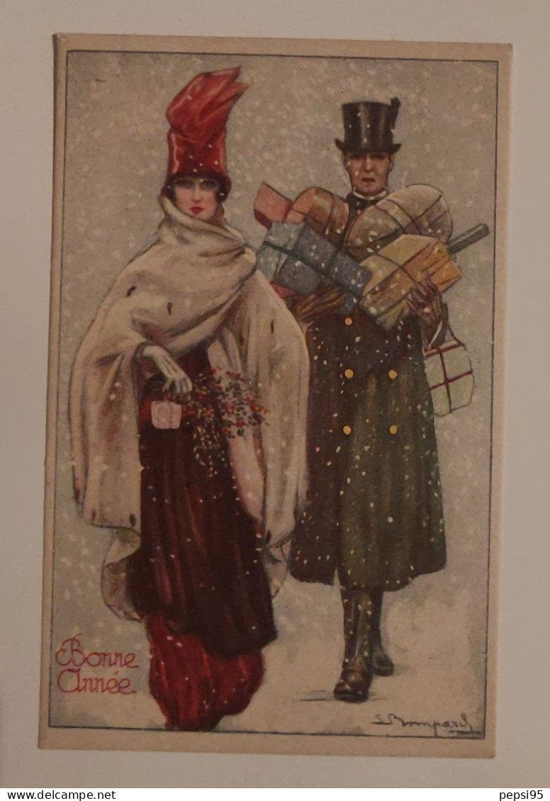 Carte Postale Illustrateur BOMPARD - Couple Homme Femme Bonne Année - Bompard, S.