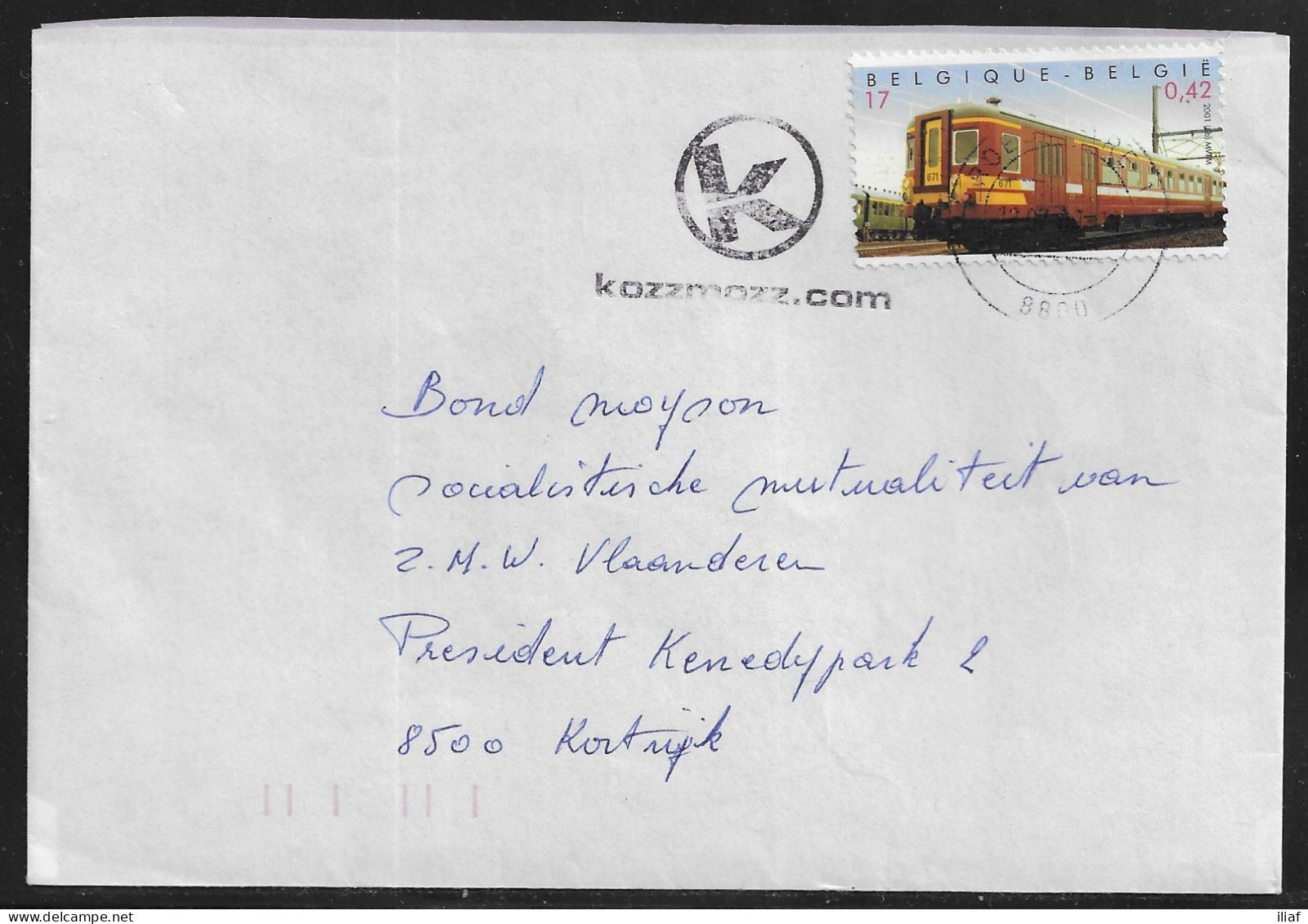 Belgium. Stamps Sc. 1848 On Commercial Letter, Sent From Roeselare, Rumbeke On 12.07.2001 For Kortrijk - Storia Postale