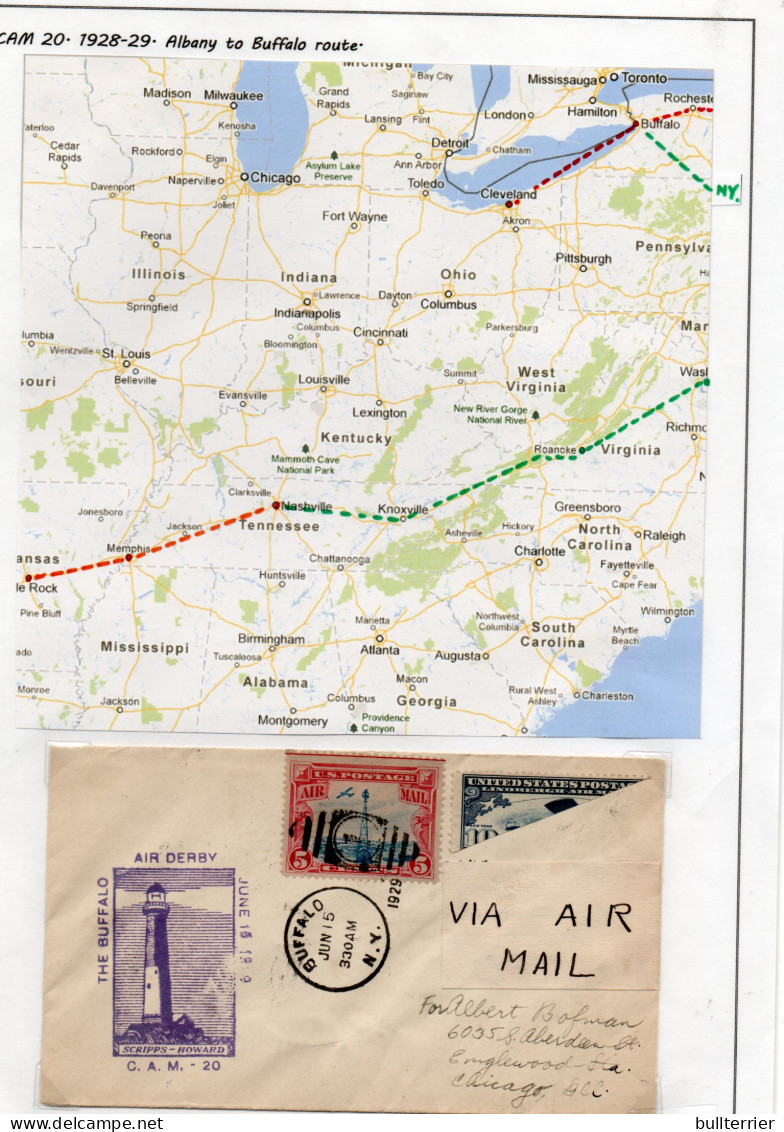 USA -  1926 - BUFFALO AIR DERBY COVER TO CHICAGO WITH MAP -VERY FINE - 1c. 1918-1940 Storia Postale