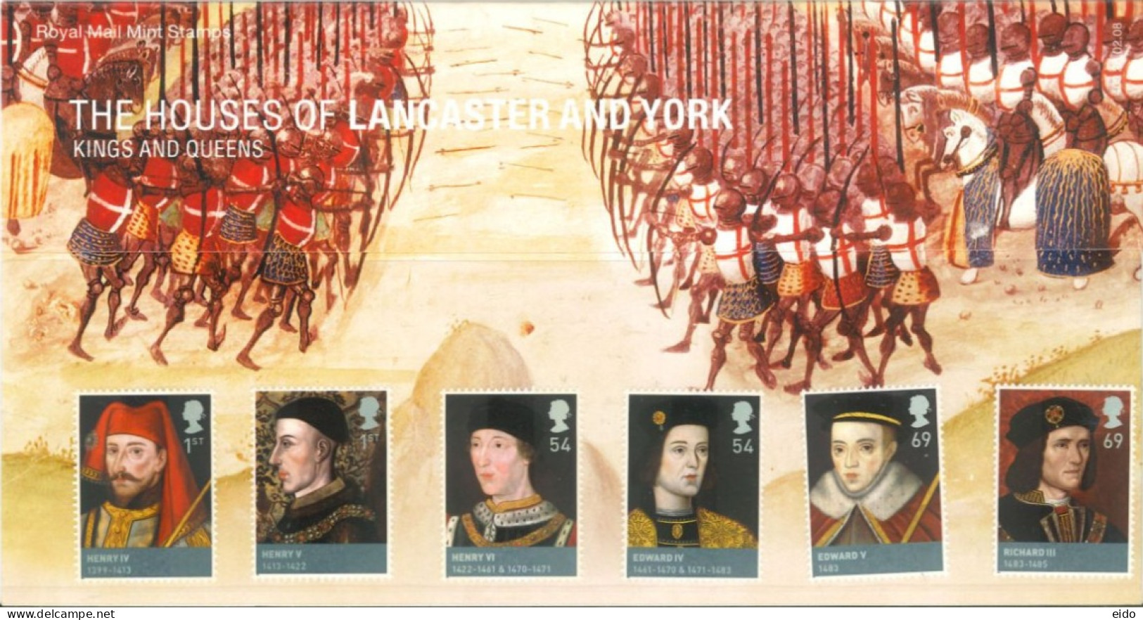 GREAT BRITAIN - 2008, HOUSE OF LANCASTER & YORK, KINGS & QUEENS STAMPS COMPLETE SET OF 6 IN PRESENTATION PACK, UMM (**). - Unused Stamps