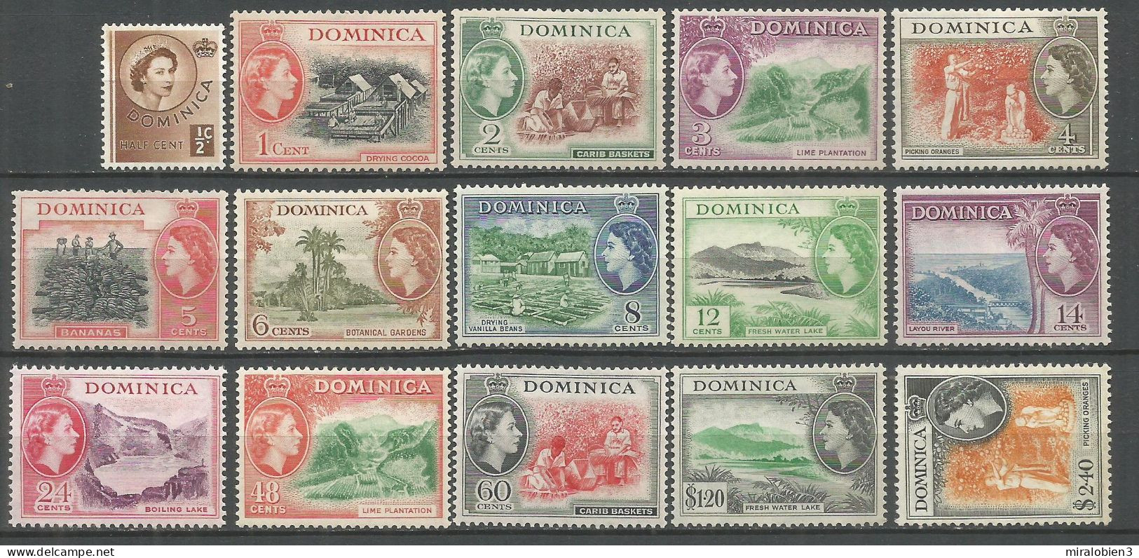 DOMINICA YVERT NUM. 137/151 * SERIE COMPLETA CON FIJASELLOS - Dominica (...-1978)