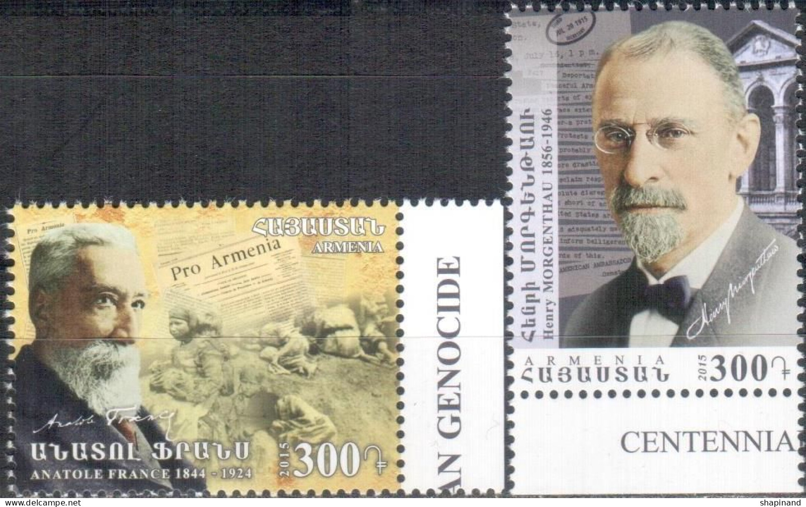 Armenia 2015 "Centennial Of The Armenian Genocide, A.France & H.Morgentau" 2v Quality:100% - Armenien