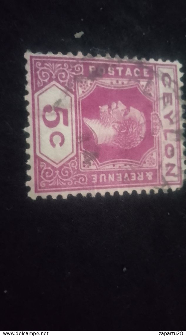 CEYLON- 1911 -25       5 C     GEORGE V.      DAMGALI - Sri Lanka (Ceylan) (1948-...)