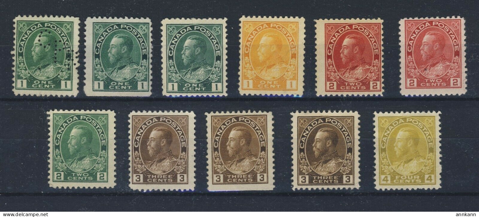 11x Canada Admiral M & U Stamps 3x #104-105-106-106c-107-108x3 110 GV= $184.00 - Used Stamps