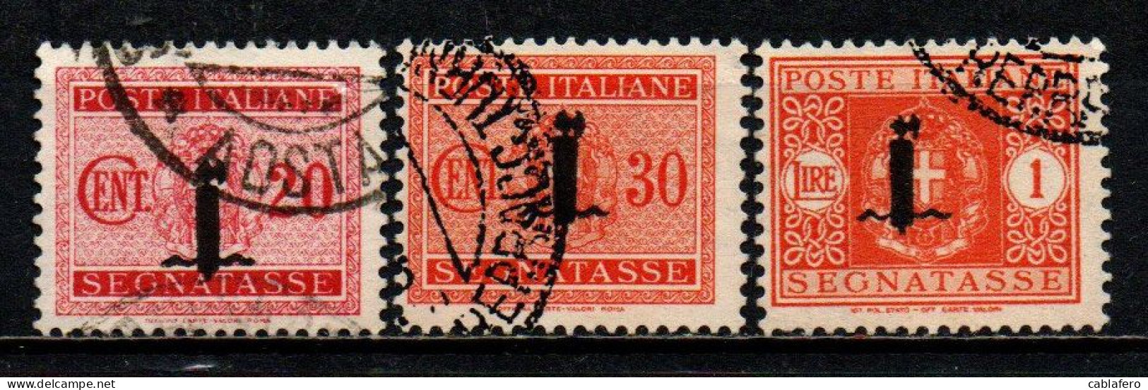 ITALIA RSI - 1944 - SEGNATASSE - FASCETTO - 20 E 30 CENT + 1 LIRA - USATI - Segnatasse