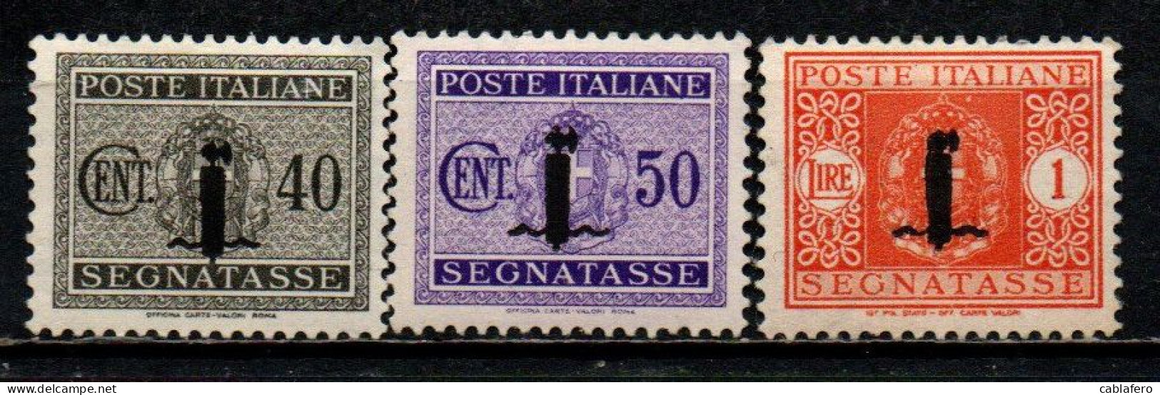 ITALIA RSI - 1944 - SEGNATASSE - VALORI DA 40-50 CENT. E 1 LIRA - MH - Strafport