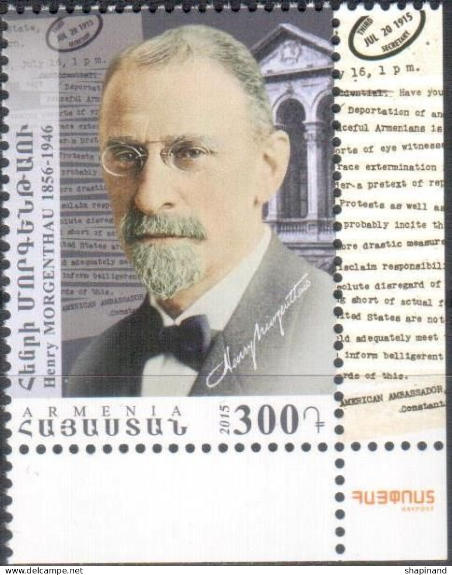 Armenia 2015 Centennial Of The Armenian Genocide,H.Morgenthau (1856-1946) Writer,ambassador 1v Quality:100% - Armenien