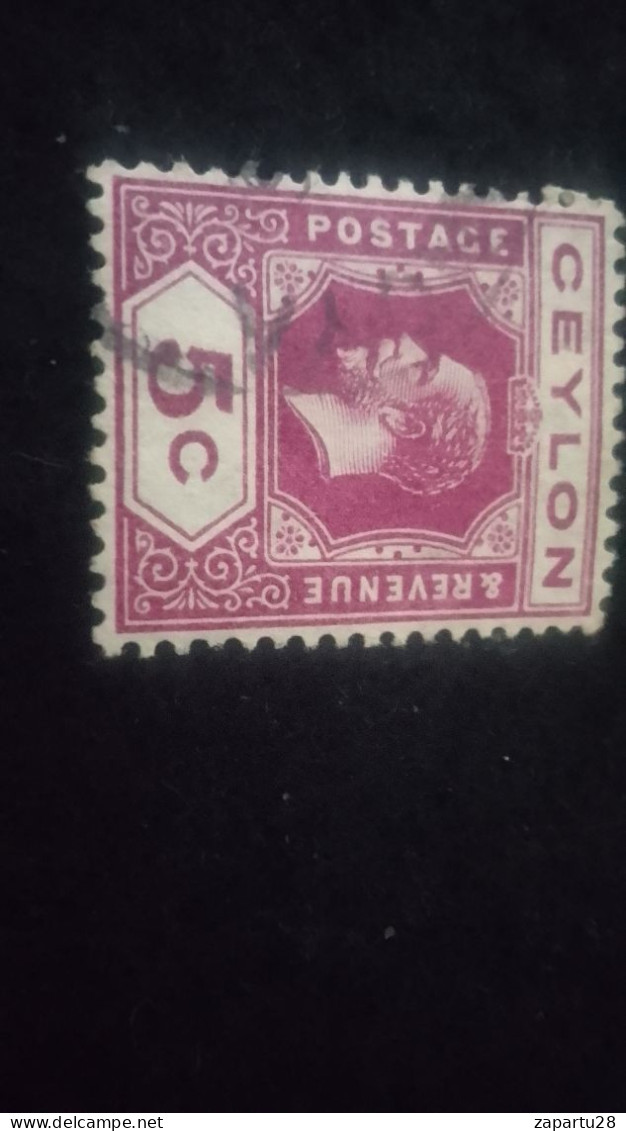 CEYLON- 1911 -25       5 C     GEORGE V.      DAMGALI - Sri Lanka (Ceylan) (1948-...)