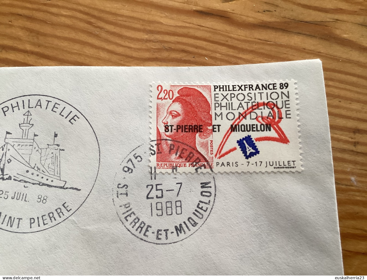 Enveloppe Oblitérée 25/7/1988 Saint-Pierre Et Miquelon Le O Sous Le I - Used Stamps