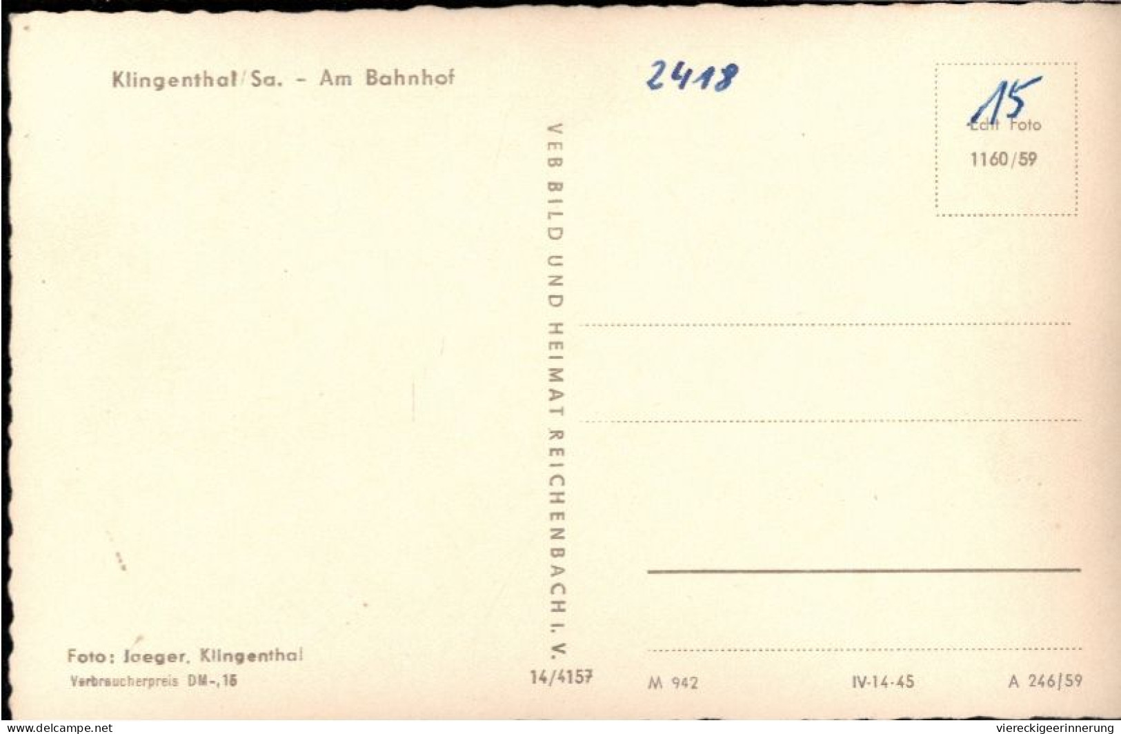 !  DDR Ansichtskarte Aus Klingenthal In Sachsen, Am Bahnhof, Schmalspurbahn Klingenthal–Sachsenberg-Georgenthal - Estaciones Con Trenes