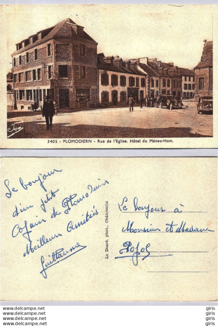 29 - Finistère - Plomodiern - Rue De L'Eglise, Hôtel Du Ménez-Hom - Plomodiern
